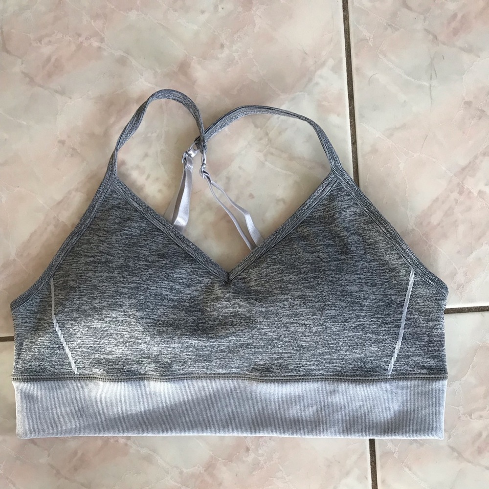 Gray Cross Back Sports Bra